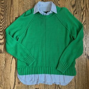 Black label Lauren Green Sweater 2-in-1 collar shirt Sz xl